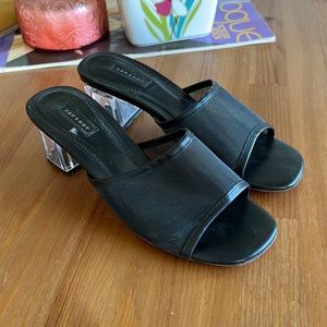 Black see through top shop mules 7.5